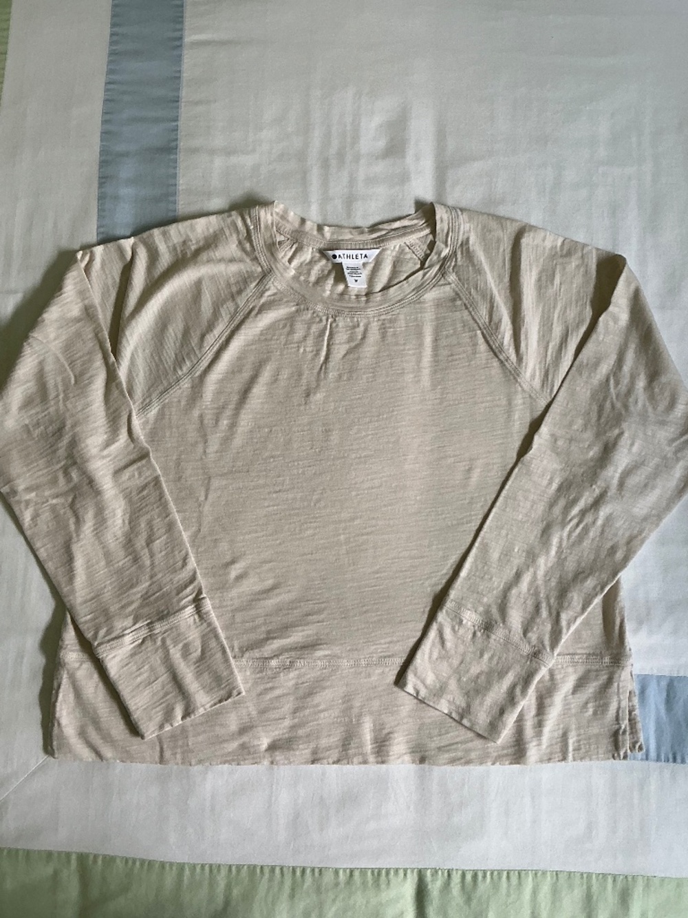 Athleta Cotton Crop Long Sleeve Top Cream M